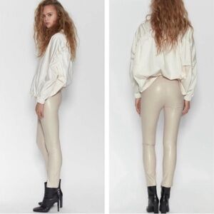 Zara Women's Cream leather Pants - size small